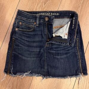 American eagle high rise mini skirt with zipper detail on the sides in size 0
